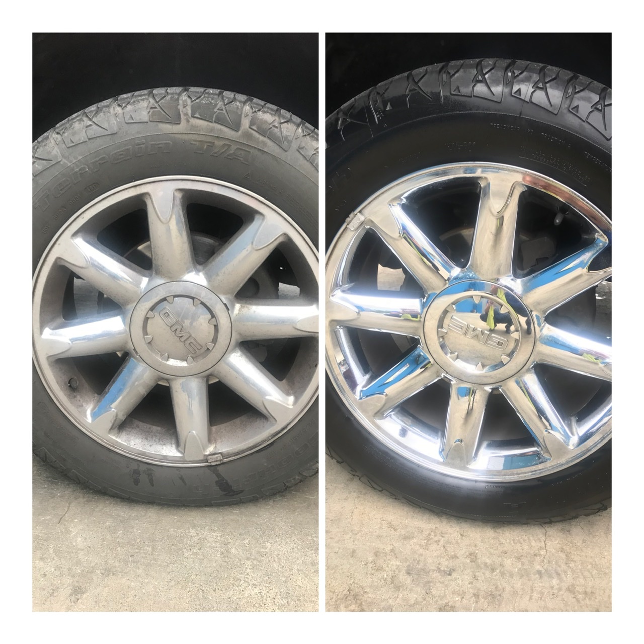 Before and after wheel detail