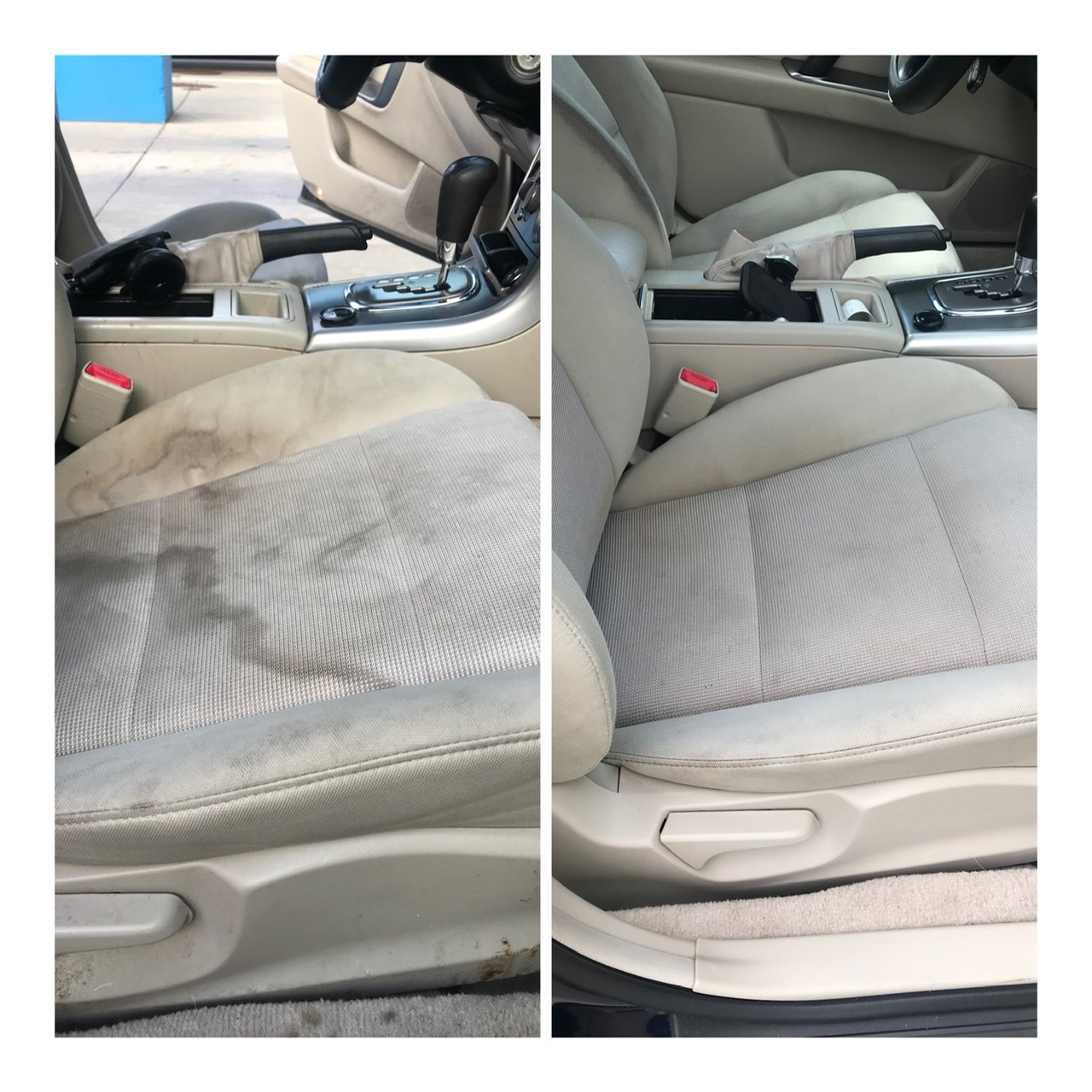 Before and after seat stain removal