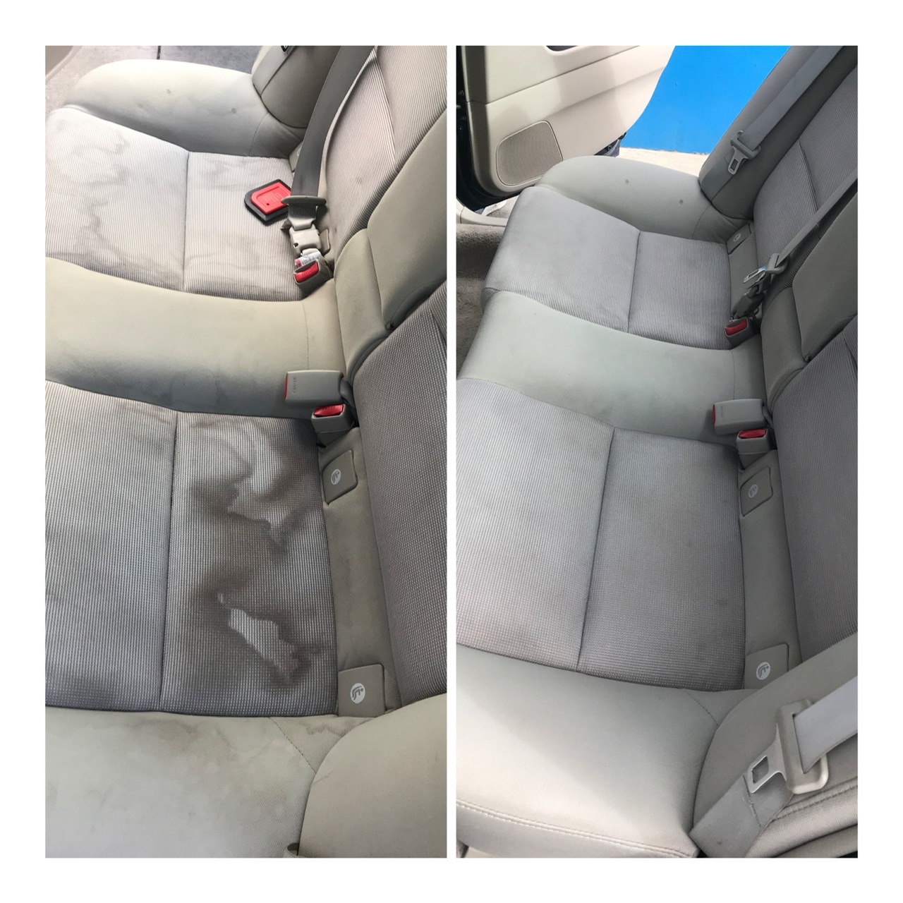 Before and after rear seat stains
