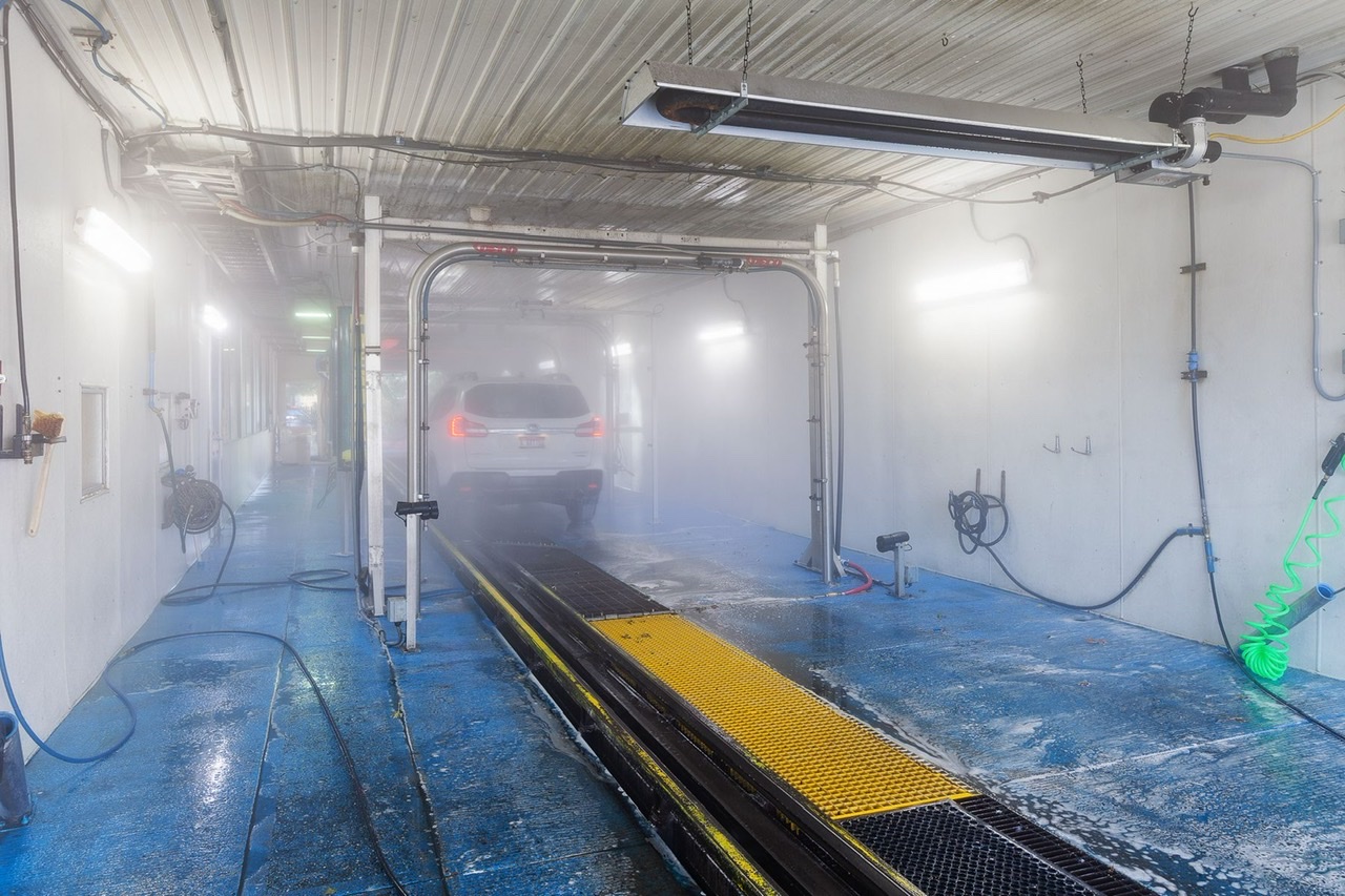 Inside the CDA Car Wash touchless tunnel